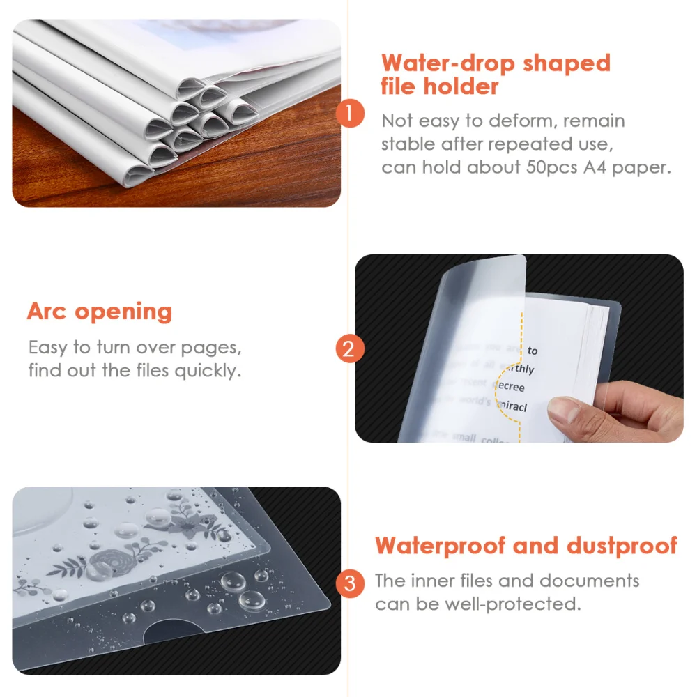 

YeahiBaby 10pcs Transparent File Folder Sliding Bar Report Covers for A4 Report Display Cover Organizer Binder (White