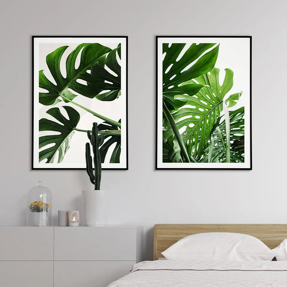 Постер Monstera Картина на холсте с растениями цветами листьями настенные картины в