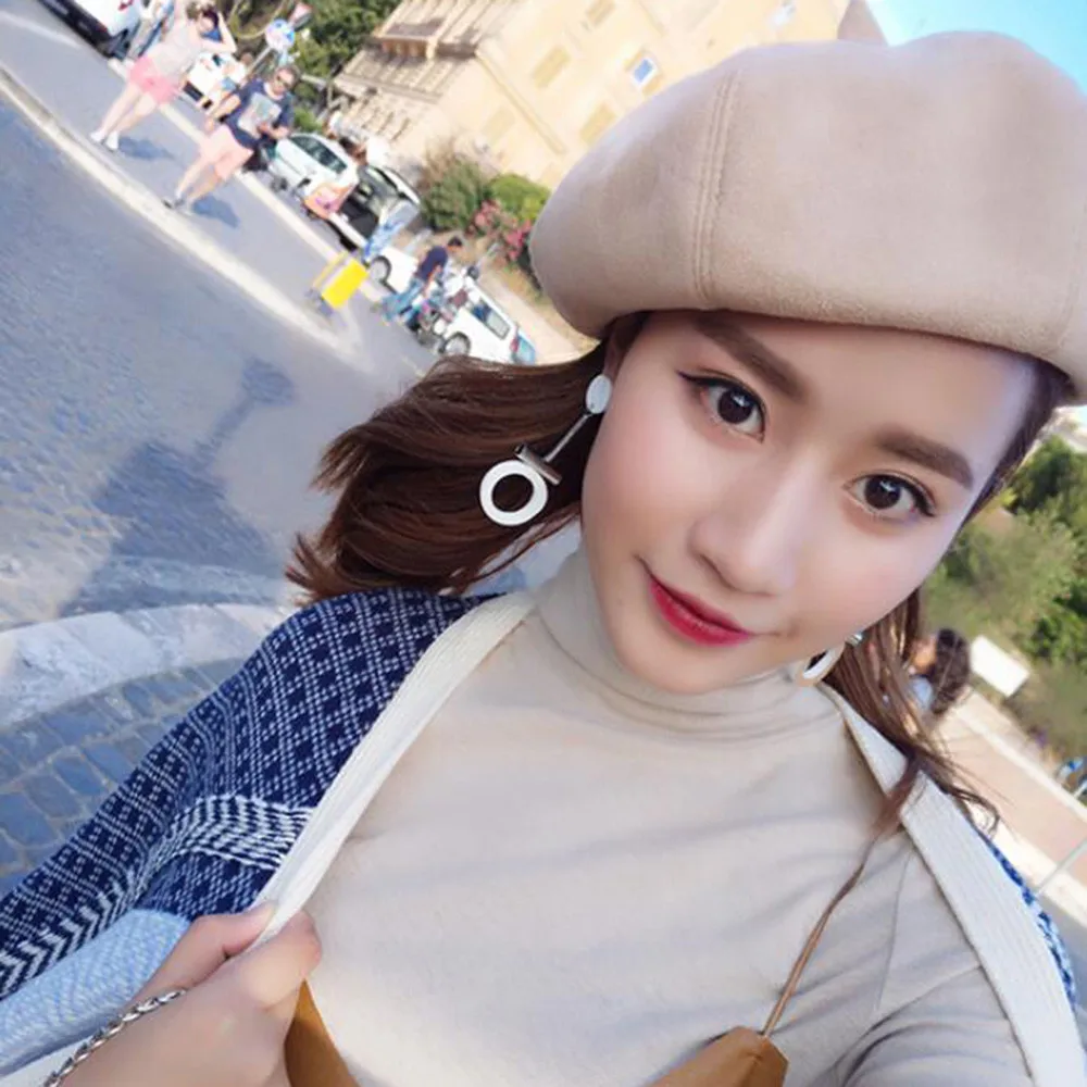 Модный Элегантный женский берет шапочка в классическом стиле шерстяной фетровый