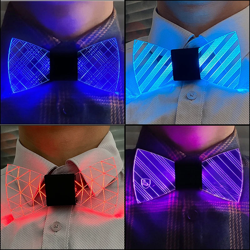 

LED Light up Bow Tie LED Party Lights Glow Party Deco Luminous Arcylic Rave Tie For Concert Wedding Accessories Glow In The Dark