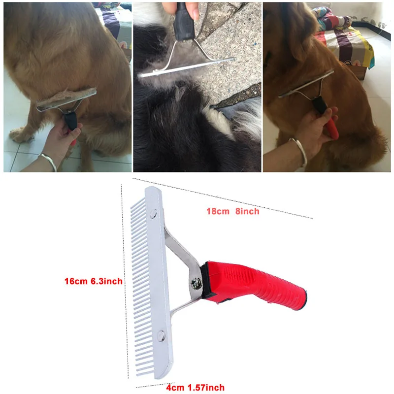 

Long Tooth Undercoat Dog Rake Anti-Slip Rubber Handle Pet Grooming Heavy Long Steel Rake Slicker And For Duty Pet Tool Hair Comb
