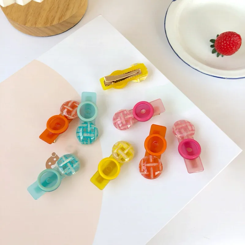 

Fashion Acrylic Hair Pin Button Hair Clips for Women Sweet Colorful Hairpin Hair Clips Jewelry Girl Lady Hair Accessories