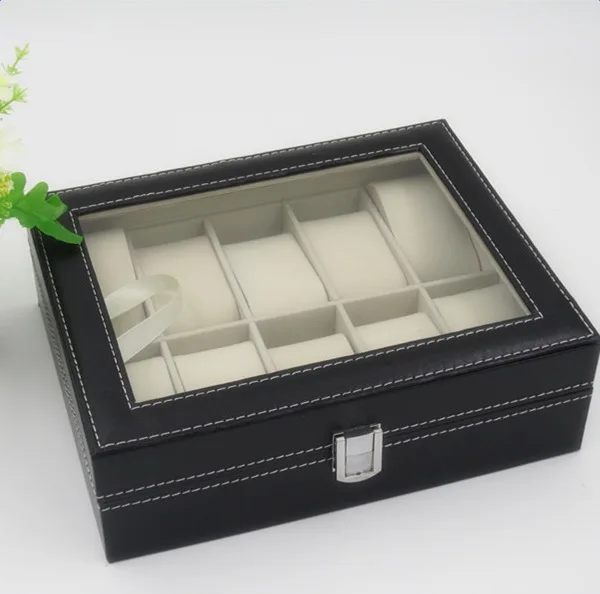 

High Quality Watch Display Case Box PU Leather Watch Collection Storage Box Holder Organizer N66