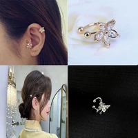 earrings clips silve butterfly for women fashion jewelry flower shiny stud adjustable earrings mini hoops female gifts