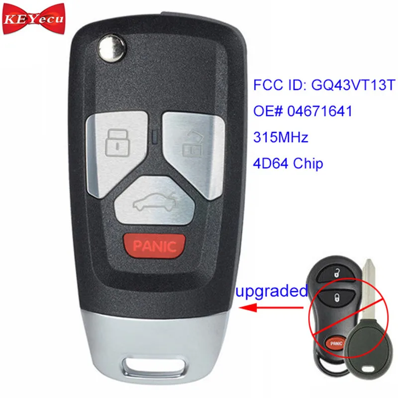 Брелок дистанционного управления для Chrysler PT Cruiser 2001 2002 2003 2004 2005 FCC ID: GQ43VT13T OE #04671641 315