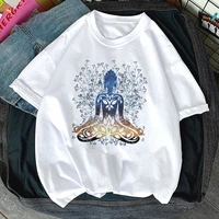 irony women buddha chakra meditation universe t shirt tee breathe print female t shirts azteque yogatraining haut zen boho paix