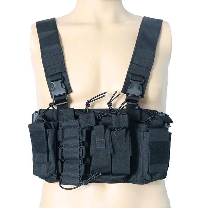 Outdoor Hunting Vest Tactical Ammo Chest Rig Removable Duty Vest With Triple Open-Top Mag Pouch FAST AK AR M4 FAMAS Mag Pouch