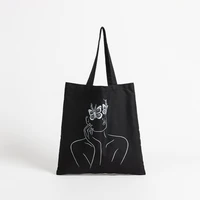 women minimalist graphic tote shopper bag reusable eco friendly canvas student book bags large size casual work handbag