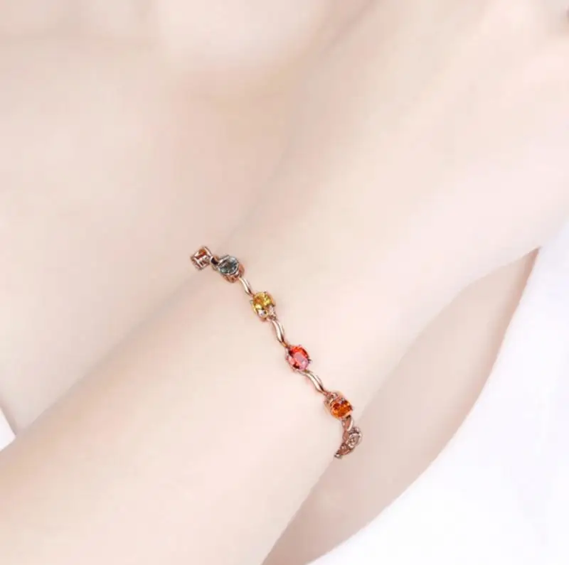 

Womens Fashion Romantic Wave Pattern Five-color Fashion Inlaid Colorful Crystal Bracelet