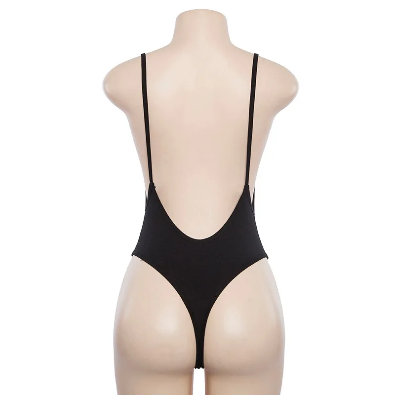 

Summer Fashion 2020 New Arrivals Solid Nude Sexy V Neck Backless Black Gray Bodycon Beach Bodysuit Rompers High Street Bodysuits