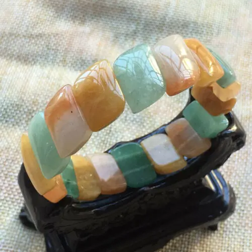 

GOOD Beautiful Natural dongling Jade 3 color diamond Chinese Bead Bracelet