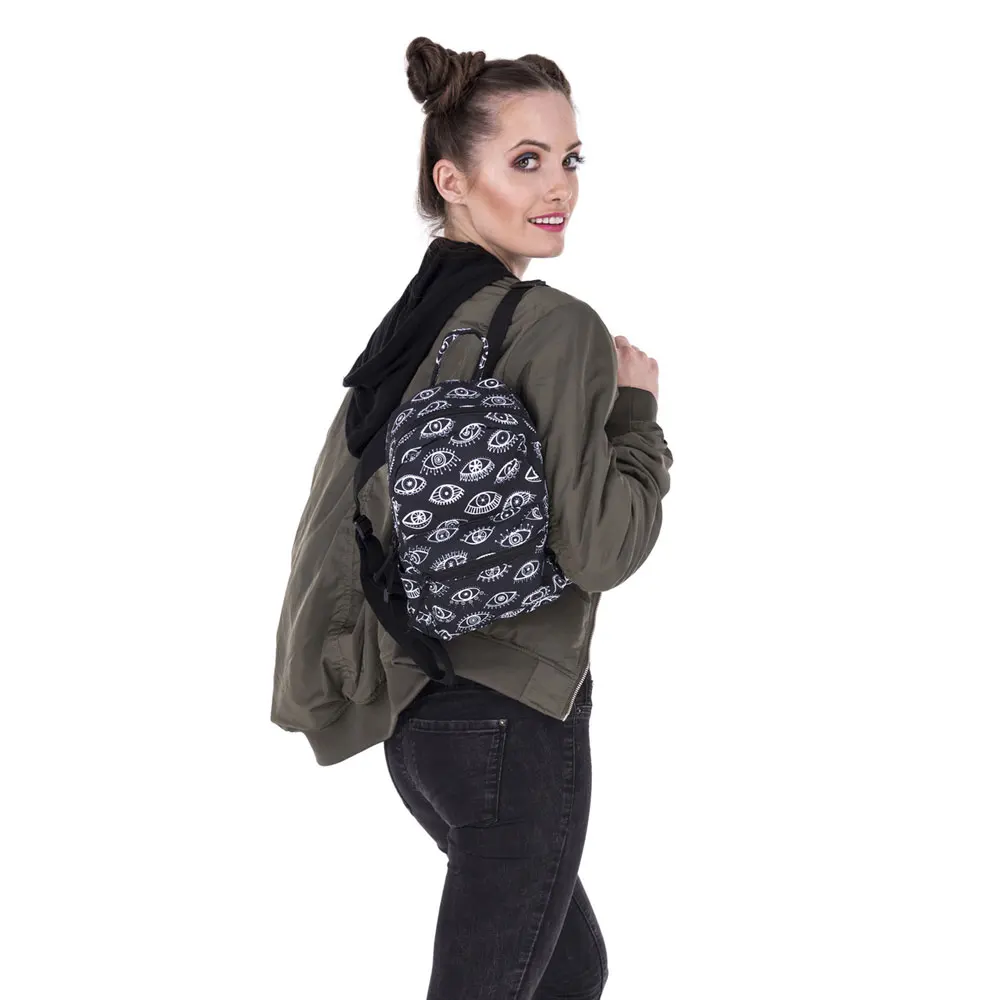 Women's Backpack Fashion Mini Backpack For Girl School Bag Eyes Small Backpack Black Cartoons Anime Kawaii Bag