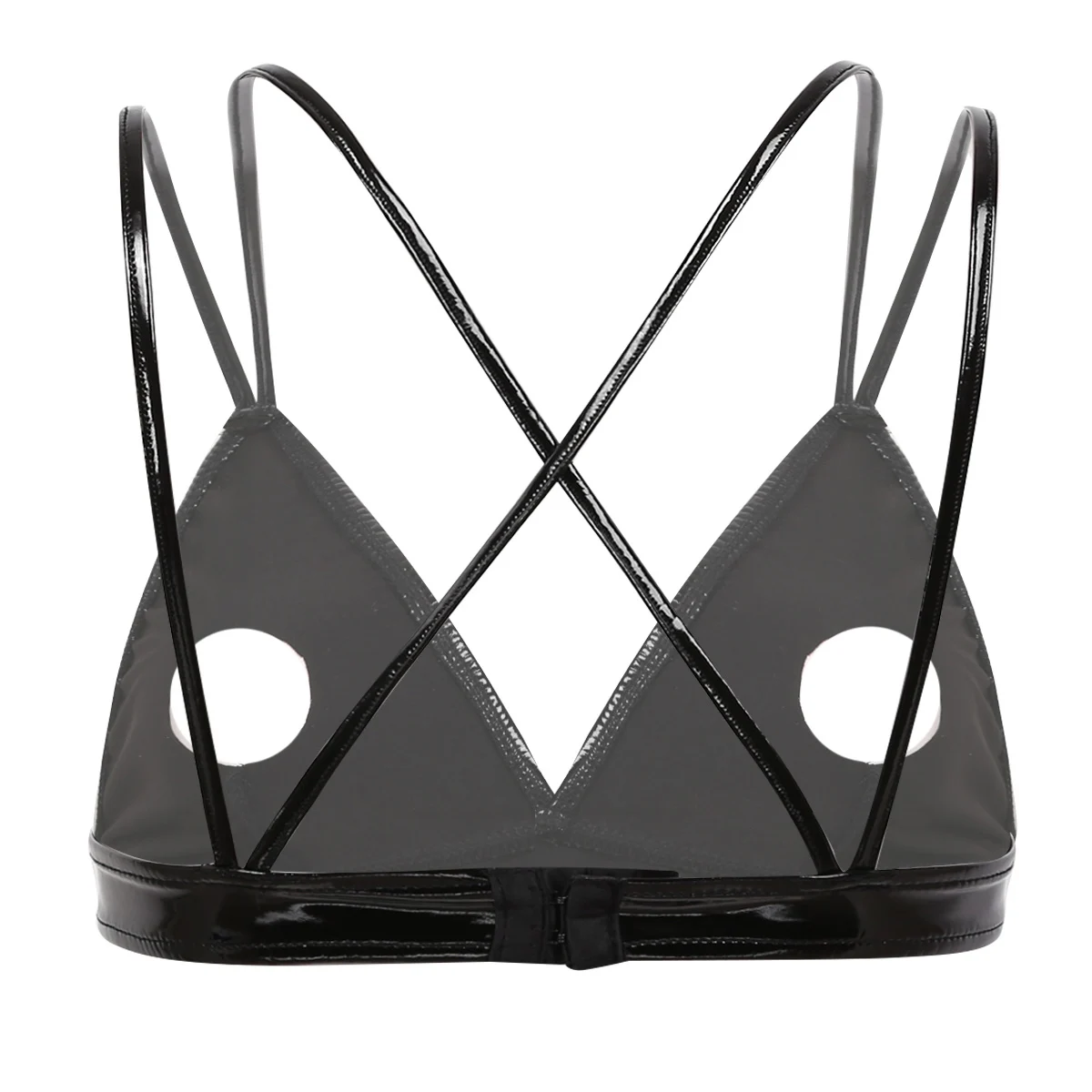 Iiniim, женское нижнее белье, модное, Wetlook, из искусственной кожи, треугольные, открытые чашечки, с дырками, для сосков, для Сисси, с вырезами, с перекрестными ремешками, бюстгальтер, Топ