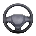 Рука Шить черная искусственная кожа PU чехол рулевого колеса автомобиля для Suzuki Jimny 2015 2016 2017 2018