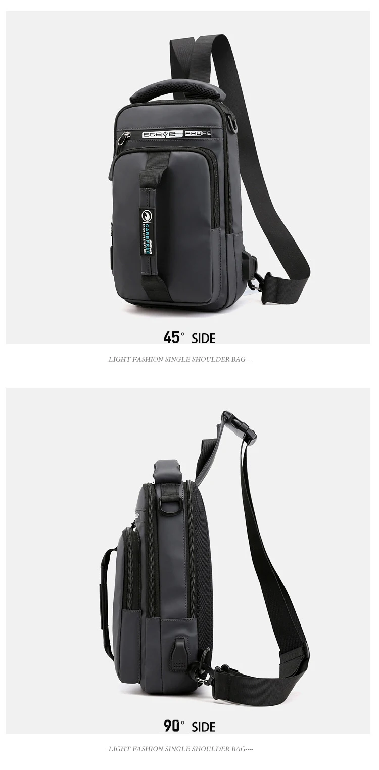 OZUKO New Multifunction Crossbody Bag for Men Chest Pack Sling&Double Shoulder Bag Male Waterproof Short Trip Messenger Bag