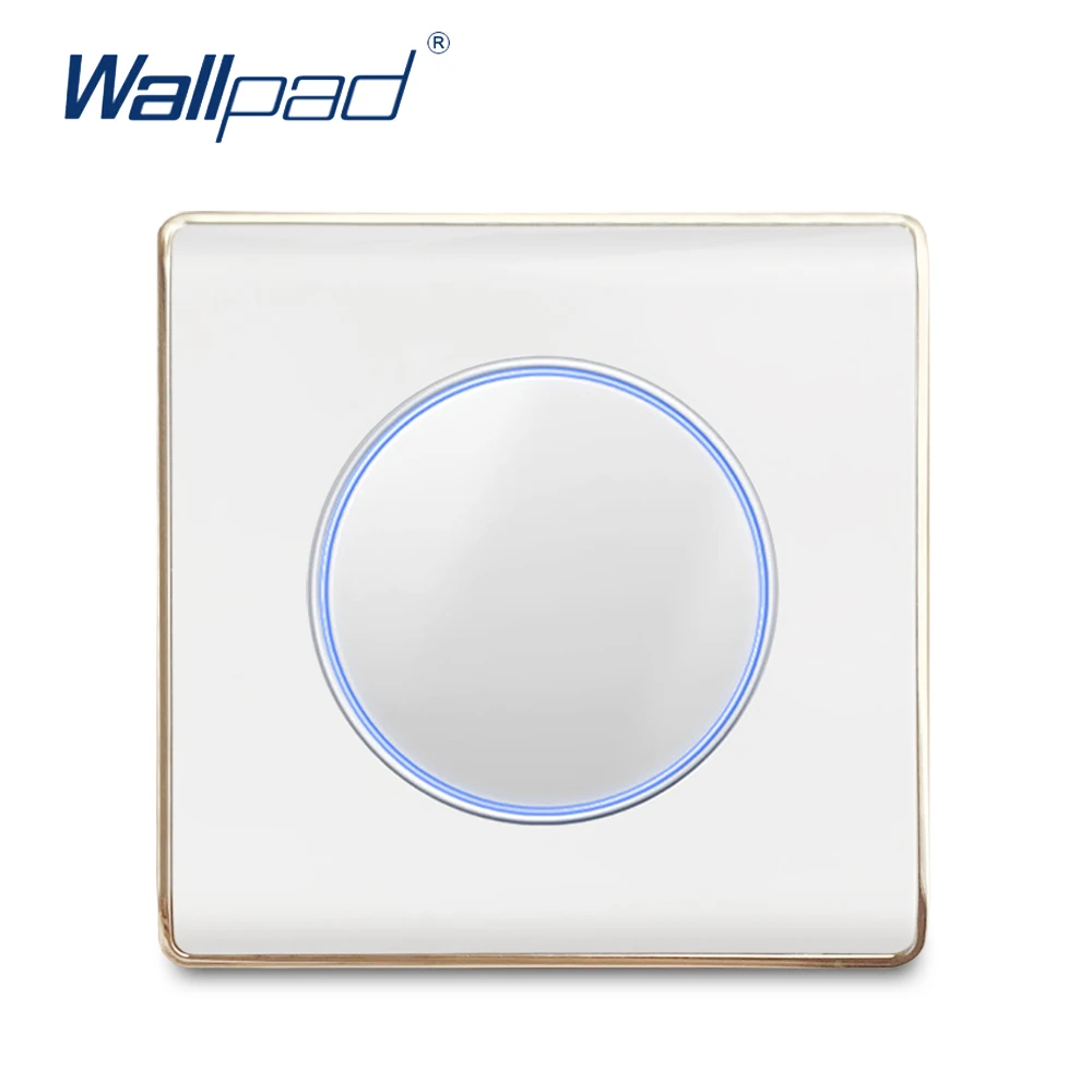 Панель Wallpad из ПК белая с золотым краем большой круглый светодиодный индикатор