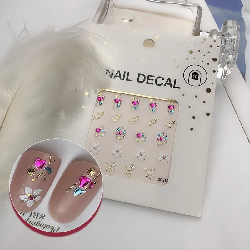 

High Quality Bronzing Pattern Nail Stickers 3D Decals Self Adhesive Colorful Nail Tip Decor Tool for DIY Manicure Decoration