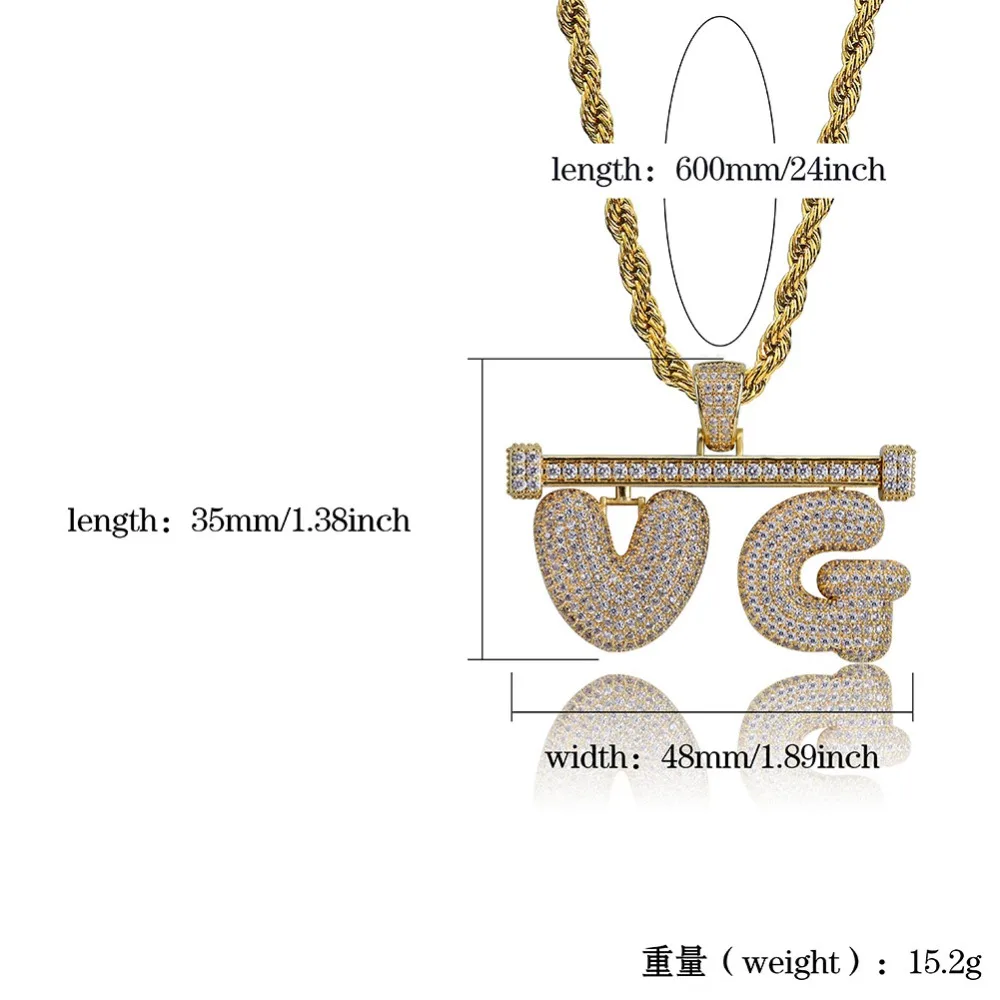 

Hip Hop Free Stitching Combination Custom Name Letters Pendant Necklace Men's Gold Silver Color Iced Out CZ Jewelry Tennis Chain
