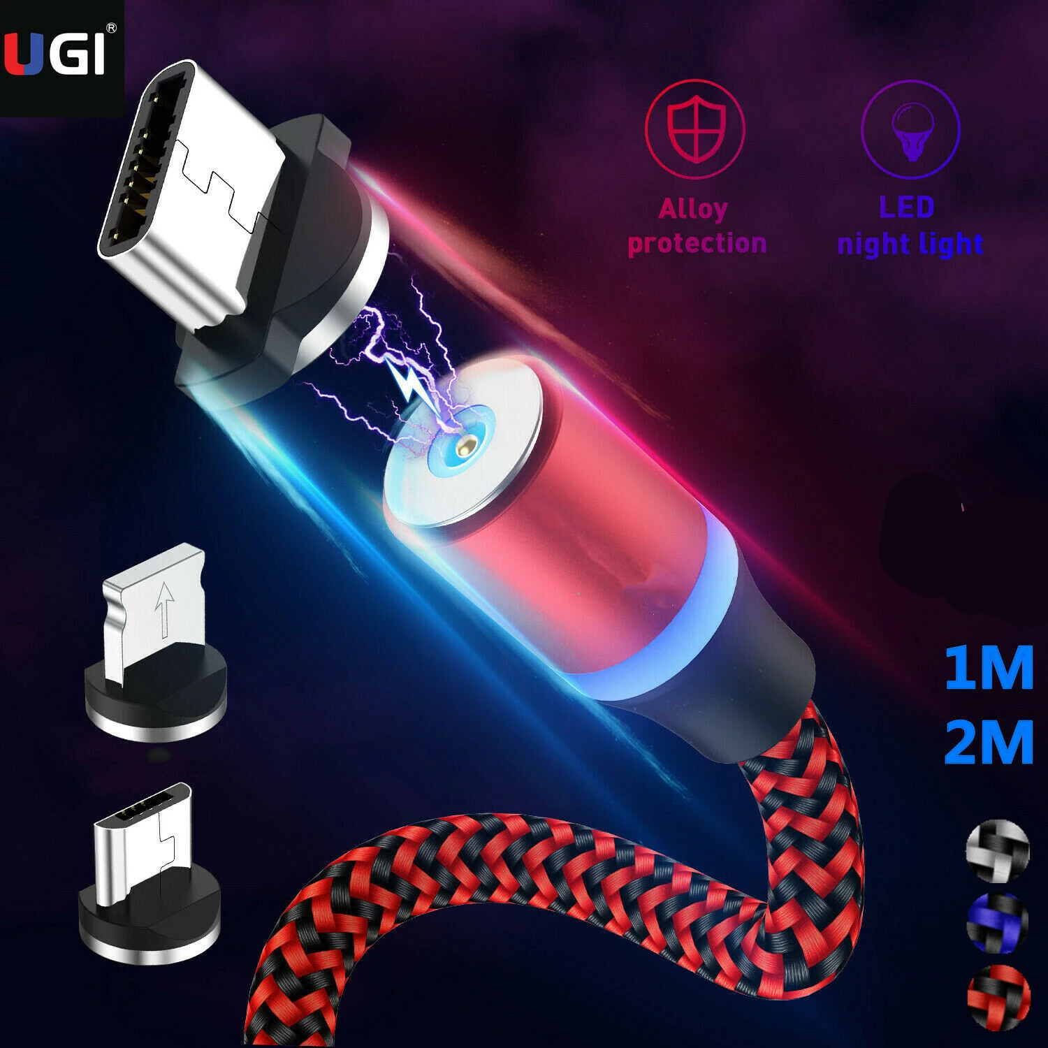 Магнитный зарядный кабель UGI 3 в 1 Micro USB Type C для iPhone 11 12 Pro Max Xiaomi HTC Pixel OnePlus Samsung