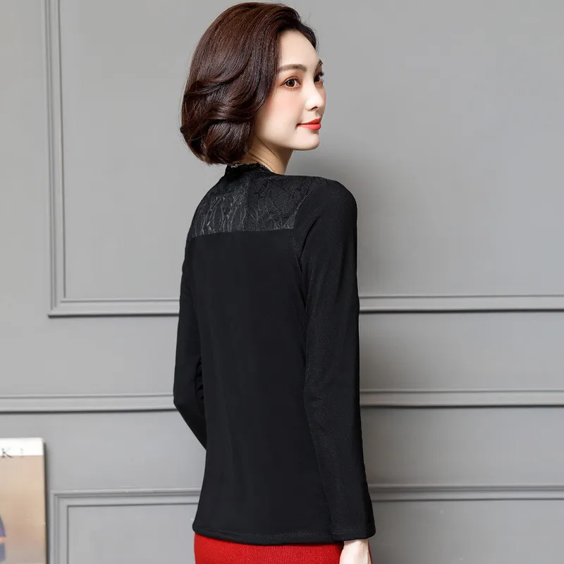 Женская футболка осенне-зимняя бархатная утепленная с длинными рукавами и