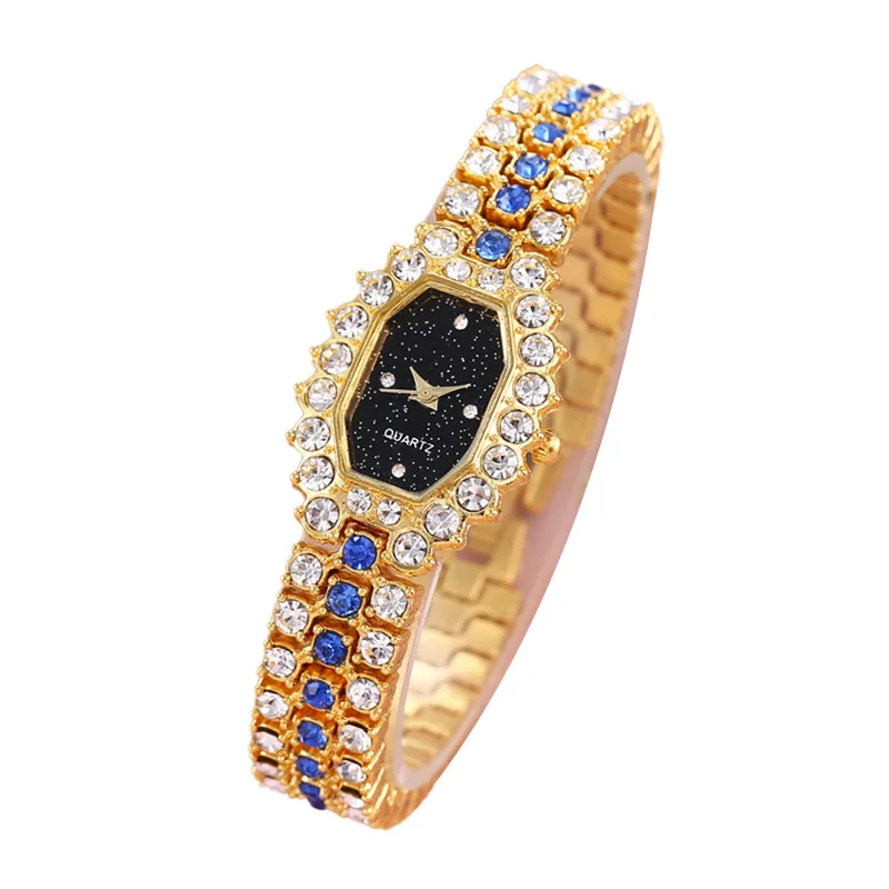 

Watch set bracelet ladies new simple starry sky full of diamond student watch
