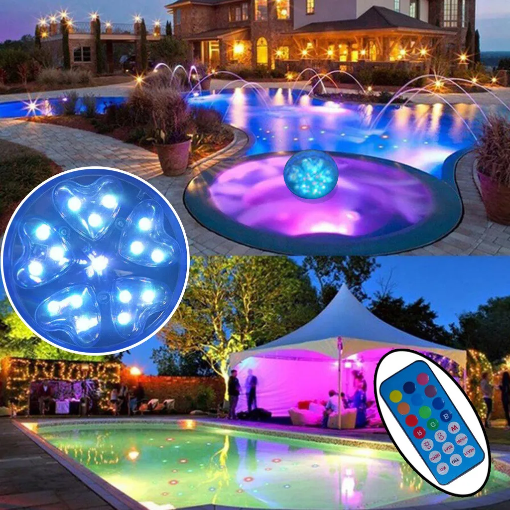 2 шт. светодиодный погружной светильник с дистанционным управлением работающий