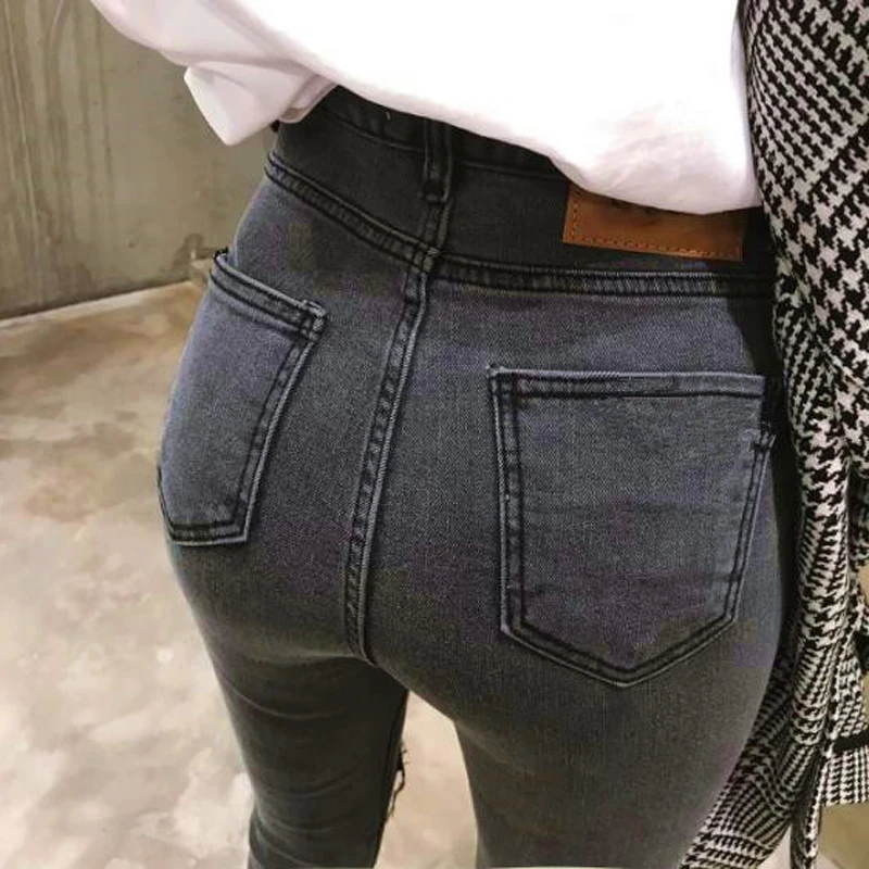 Женские рваные джинсы BornSra повседневные облегающие брюки-карандаш с карманами и