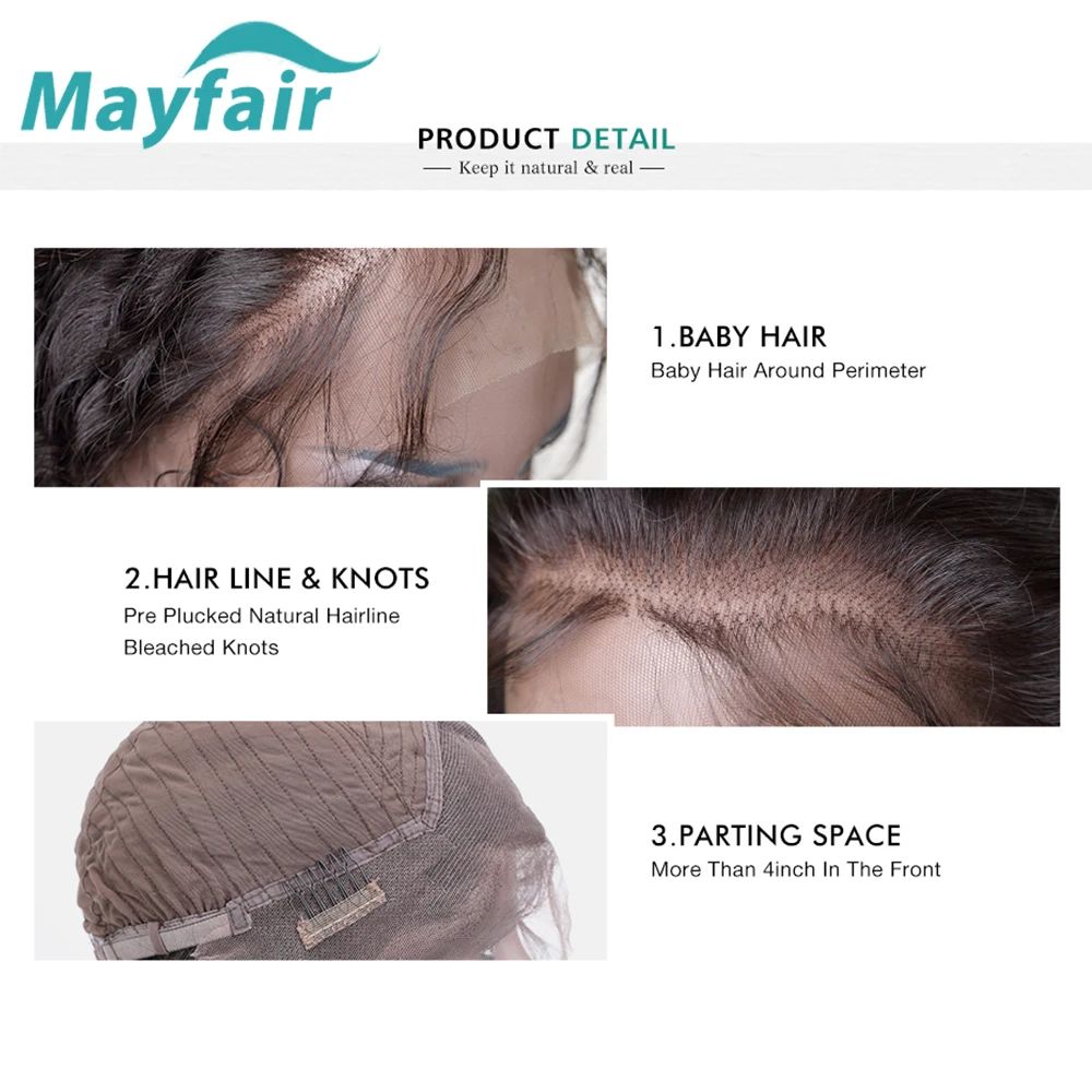 

Peruvian Water Wave Lace Front Human Hair Wigs Lace Frontal Wigs 13x4 Pre Plucked Natural Hairline 150% Remy Bob Wigs