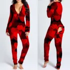 Пижама женская, на пуговицах, с клапаном, комбинезон для взрослых