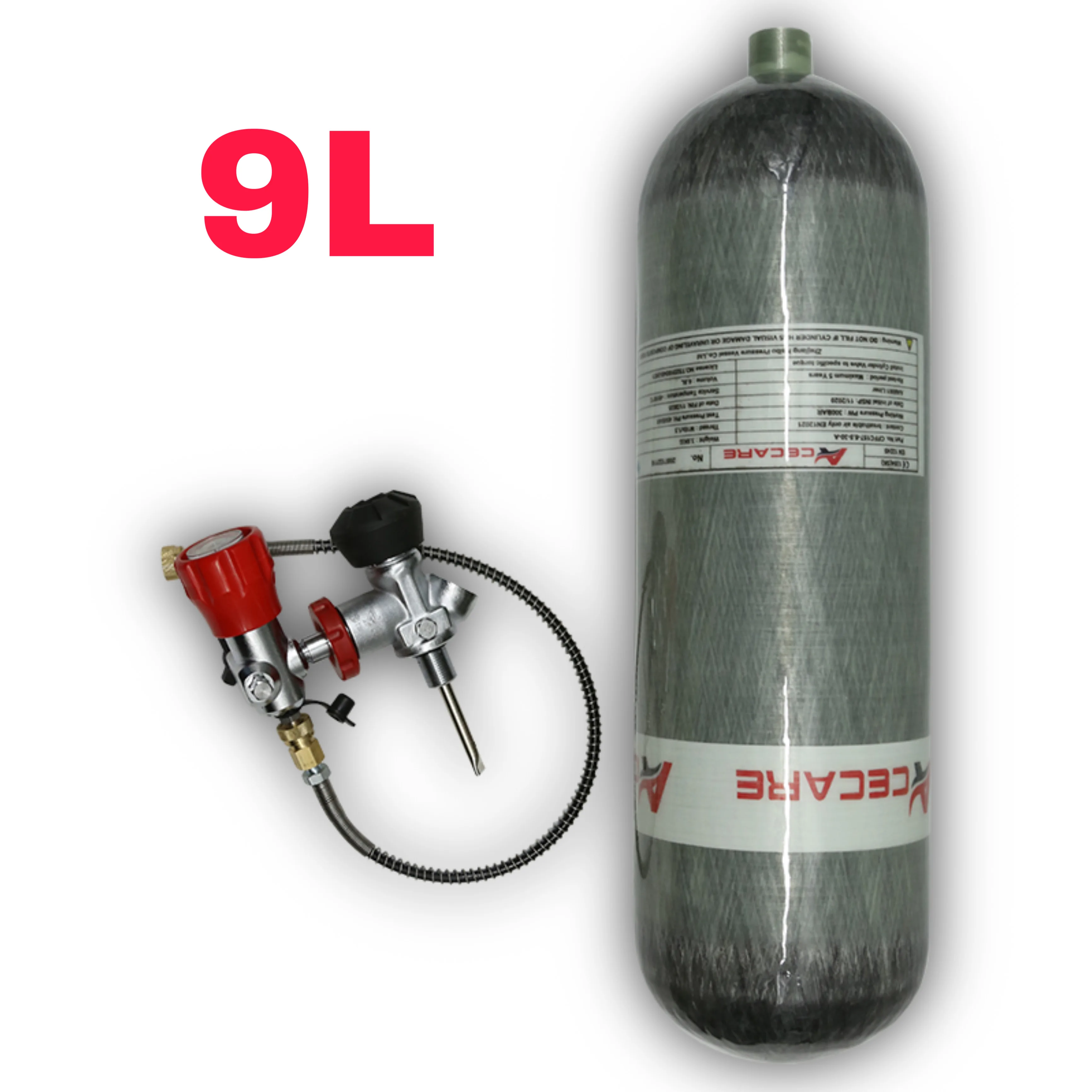 Баллон из углеродного волокна Acecare 3 л/6 8 л/9 л 300 бар/4500 фунт/кв. Дюйм HPA Pcp Воздушный