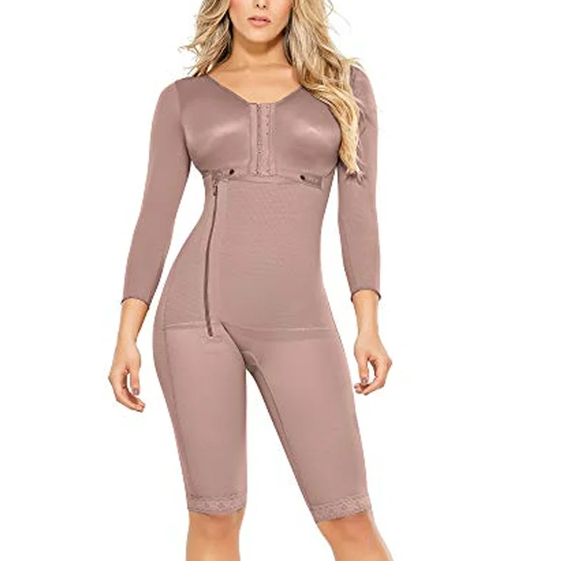 Long Sleeve Keen Length Rosybrown Women Full Body Shaper Weight Loss Skims Tummy Control Fajas Reductoras Y Modeladoras Mujer