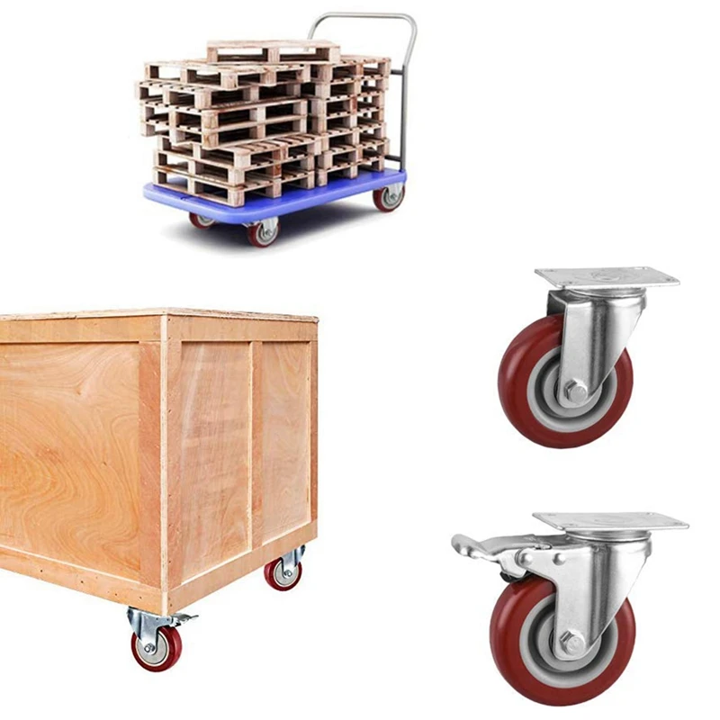 

Durable Caster 4-Piece Set for Workbenches, Silent Polyurethane Rubber Wheel