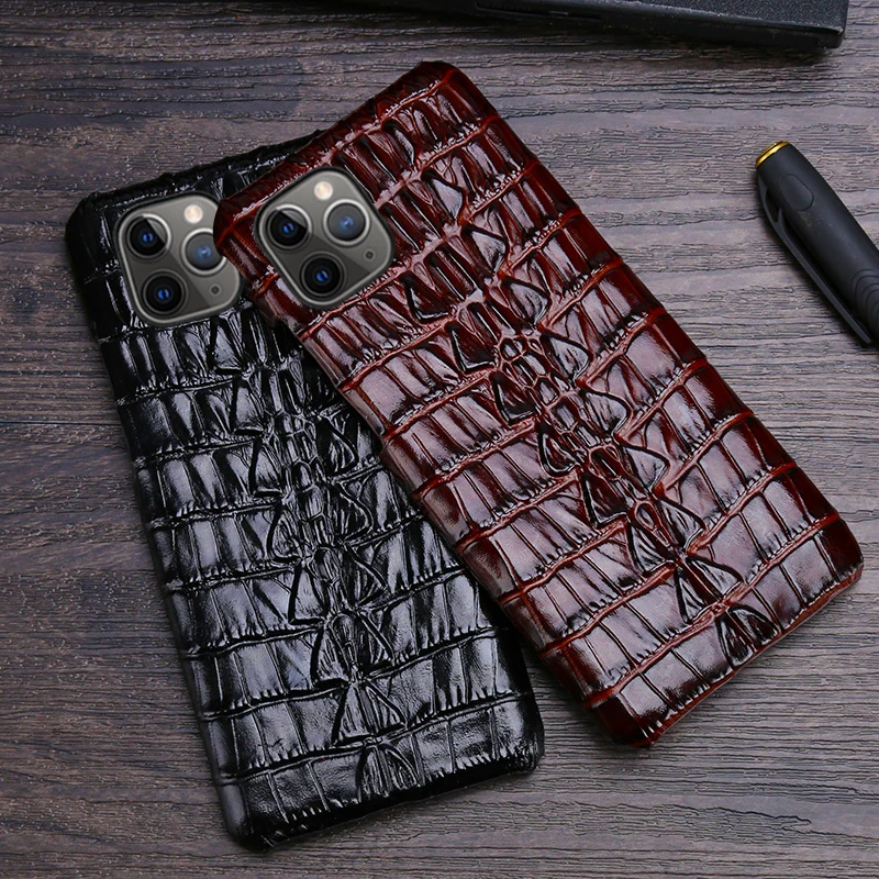 Чехол для телефона из натуральной кожи iPhone 11 Pro чехол с текстурой крокодиловый