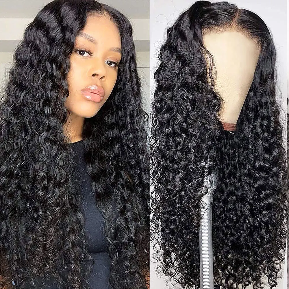 Puromi Deep Wave Lace Front Wig Brazilian 13X4 Transparent Deep Wave Frontal Wig Remy Human Hair Wig Preplucked with Baby Hair