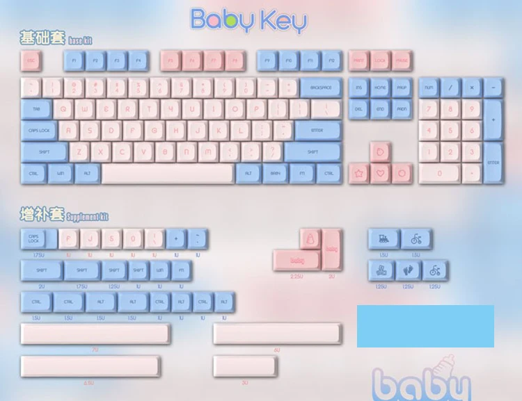 Baby Ethermal Dye Sublimation fonts PBT keycap For Wired USB mechanical keyboard Cherry MX switch keycaps