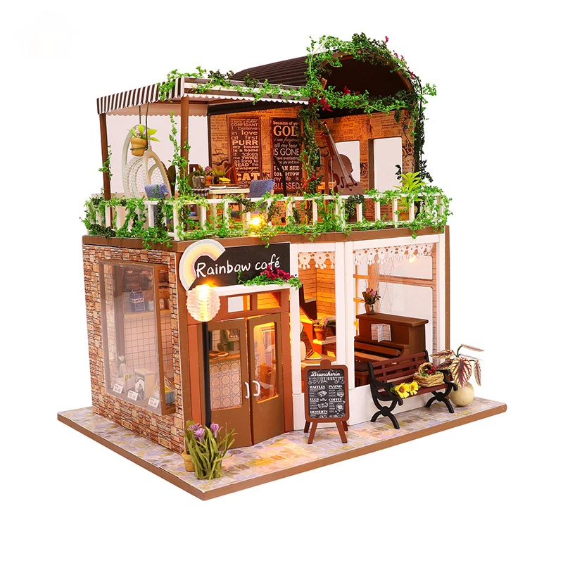 Миниатюрные DIY кукольные домики 3D Деревянный Кукольный дом миниатюрный кукольный домик мебель набор игрушек для детей подарки на день рождения счастливое время