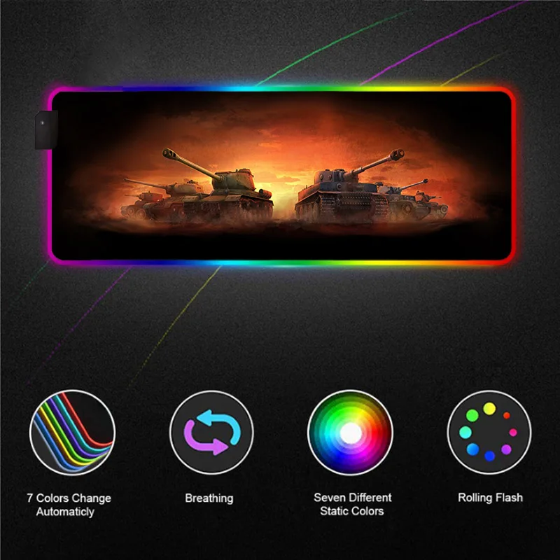World of Tanks RGB Мышь игровой коврик светодиодный с Подсветка большой Цвет световой PC