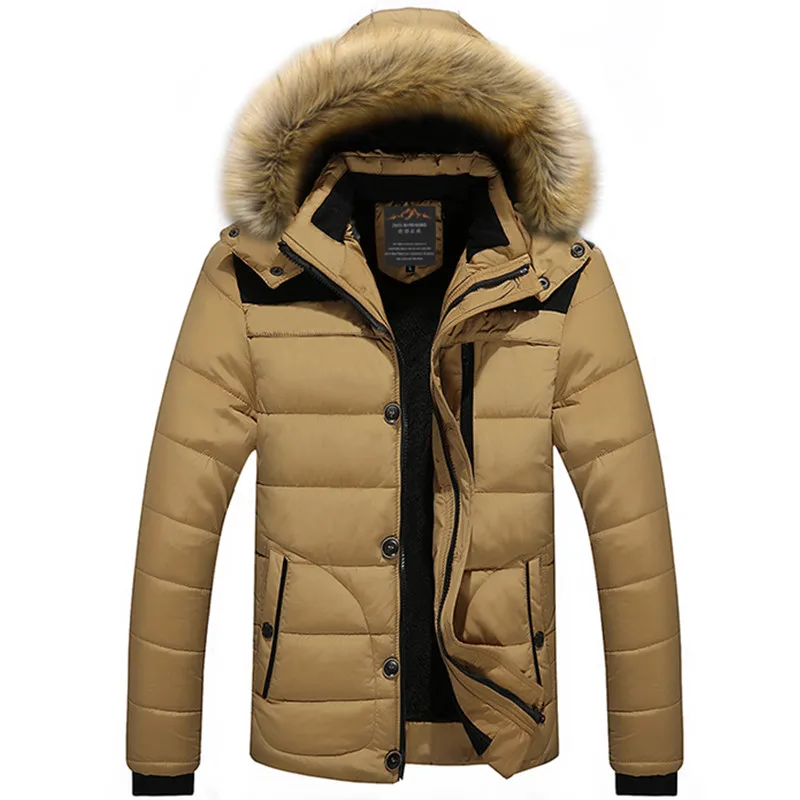 

2021 Winter Men's Fashion New Warm Thickened Cotton Padded Fur Collar Wool Down Jacket / Male Casual Hooded Parkas Coat M-4XL