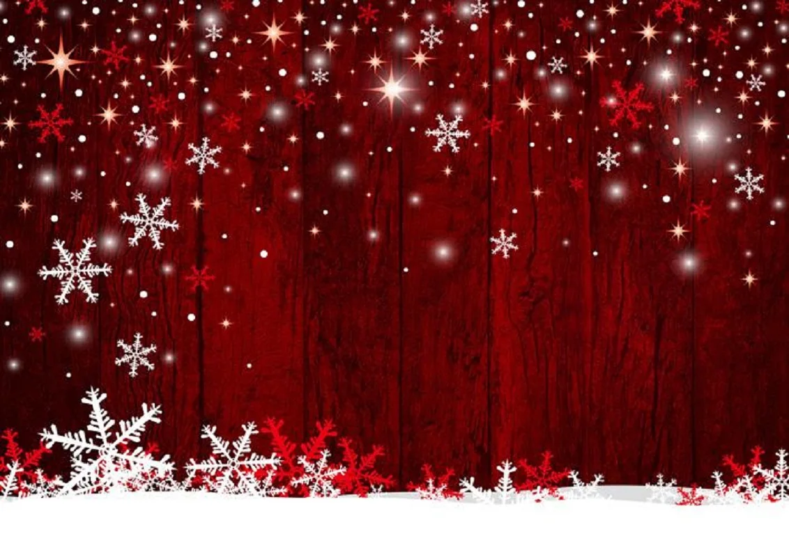 

Red Christmas Backdrop Snowflake Vinyl Background Cloth Family Portrait Party Photo Props