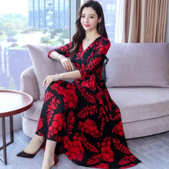 Высокое качество плюс размер весна 2020 новая мода сборная Талия 3/4 рукав женское