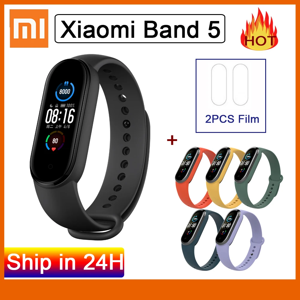 Смарт-браслет Xiaomi Mi Band 5 4 цвета AMOLED экран пульсометр контроль сна шагов плавания