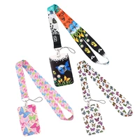 flyingbee x2147 butterfly lanyard card id holder car keychain id card pass gym mobile phone badge kids key ring holder jewelry