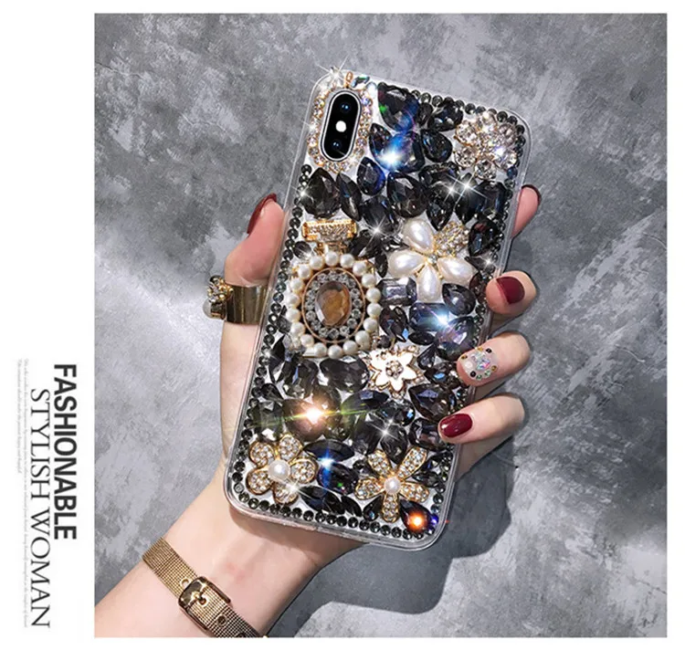 Ручной работы Роскошные bling бриллианты кристалл жемчуг чехол для телефона iPhone XS 11