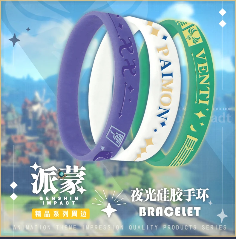

Аниме игра Genshin Impact Paimon Venti Klee Qiqi разбавленный силиконовый светящийся браслет аниме спортивный браслет