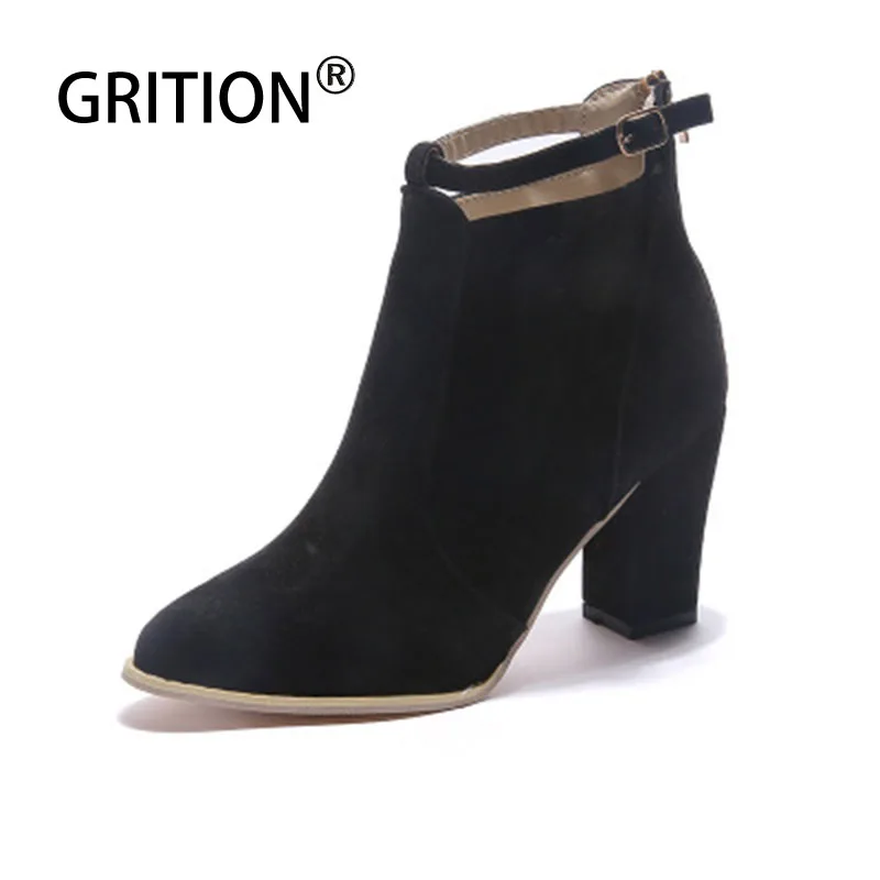 Женские ботинки с низким верхом GRITION модные повседневные на высоком каблуке