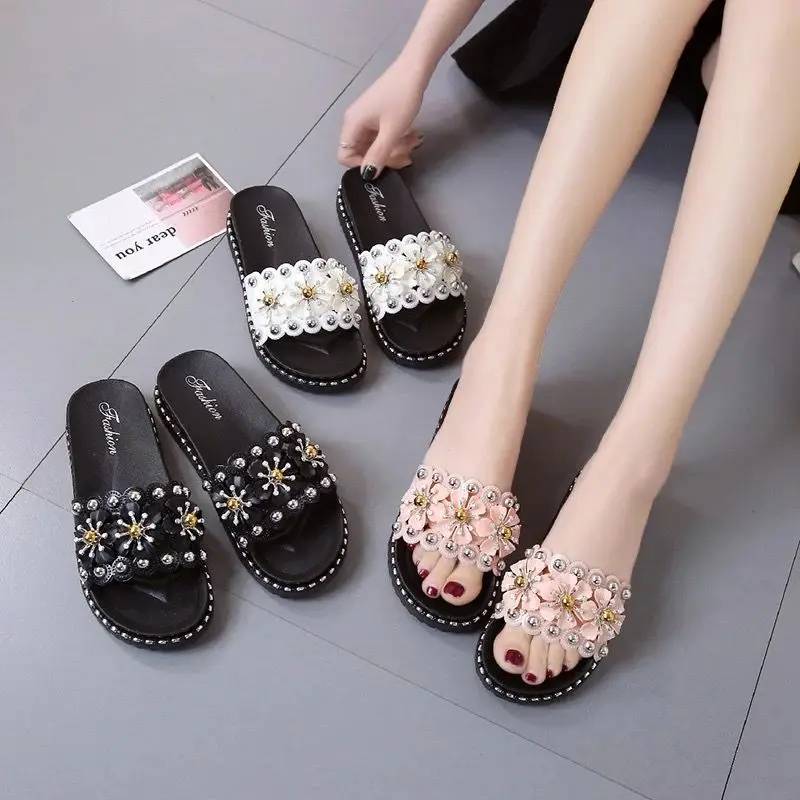 Шлепанцы PKSAQ женские на платформе Нескользящие повседневные пляжные сандалии с