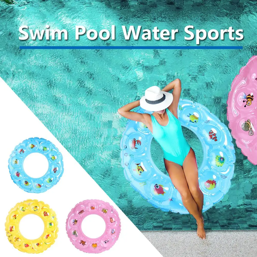 

55/65/75cm Diameter Air Inflatable Float Raft Circles Swimming Rings PVC Cartoon Pattern Water Sports Accessories