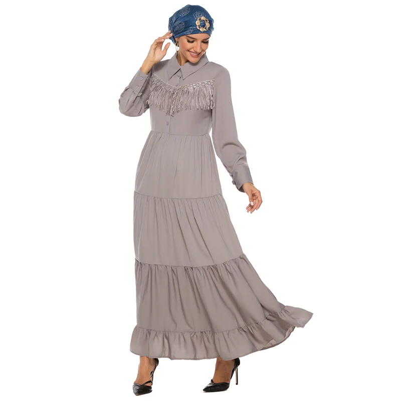 Женское платье с длинными рукавами мусульманское и кисточками арабское из