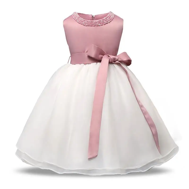 

Flower Girls Dresses For Wedding Party Baby Girls Sleeveless Bow Baby Princess Dress Children Party Clothes Birthday Clothing