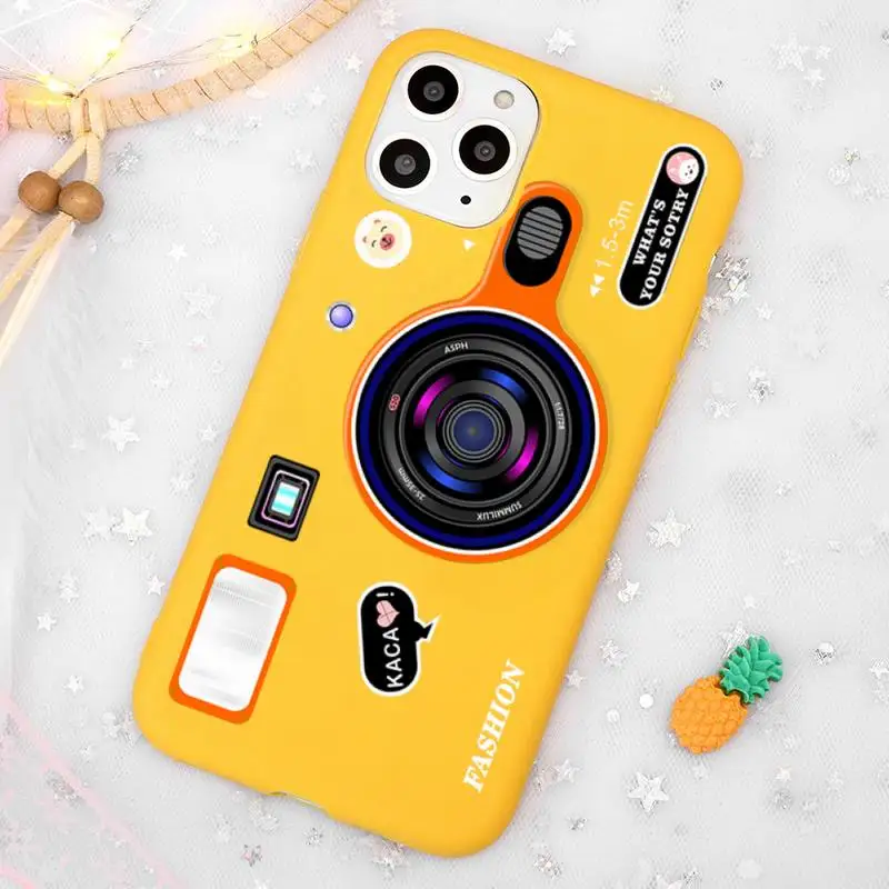 

Fashion luxury camera design Phone Case Candy Color Yellow for iPhone 11 12 pro XS MAX 8 7 6 6S Plus X 5S SE 2020 XR